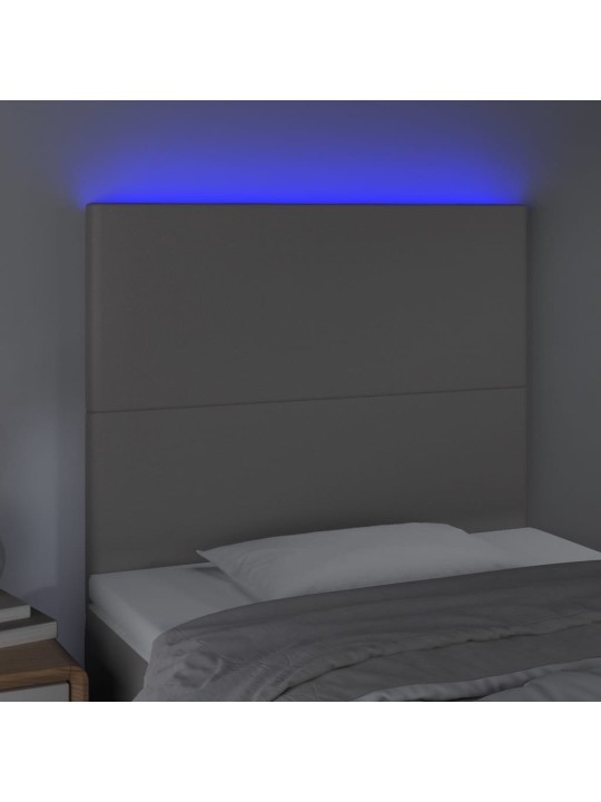 Čelo postele s LED šedé 80x5x118/128 cm umělá kůže