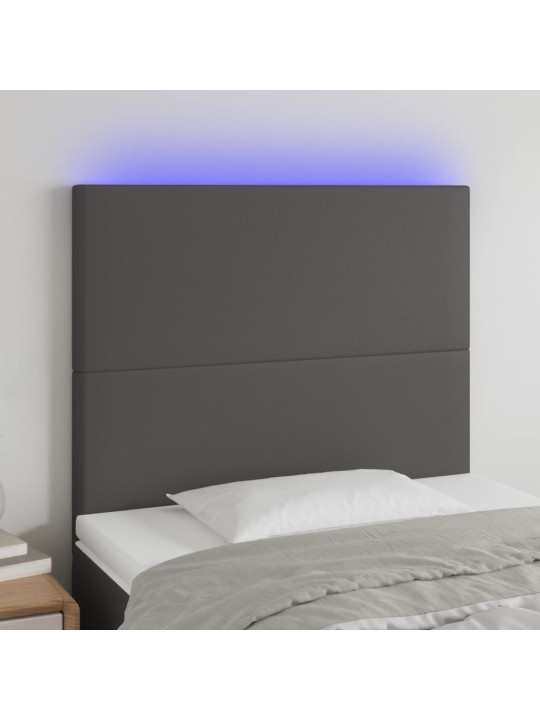Čelo postele s LED šedé 80x5x118/128 cm umělá kůže