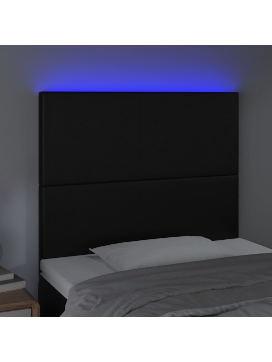 Čelo postele s LED černé 100x5x118/128 cm umělá kůže