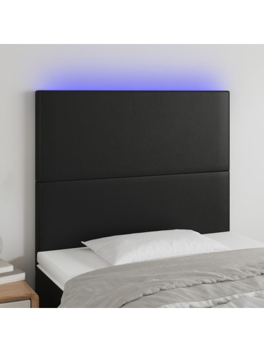 Čelo postele s LED černé 100x5x118/128 cm umělá kůže