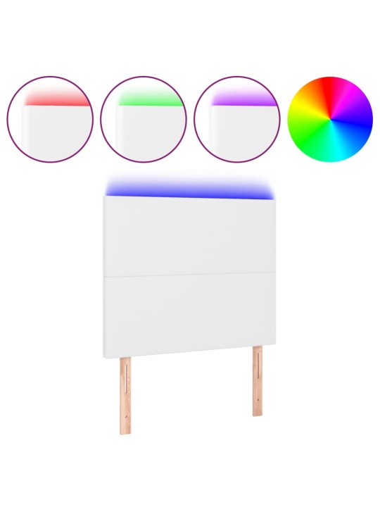 Čelo postele s LED bílé 100x5x118/128 cm umělá kůže