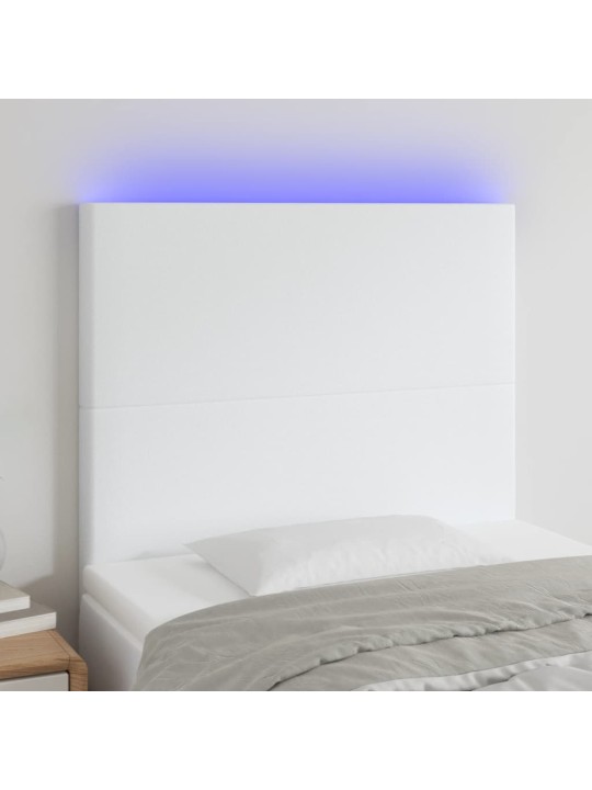 Čelo postele s LED bílé 100x5x118/128 cm umělá kůže