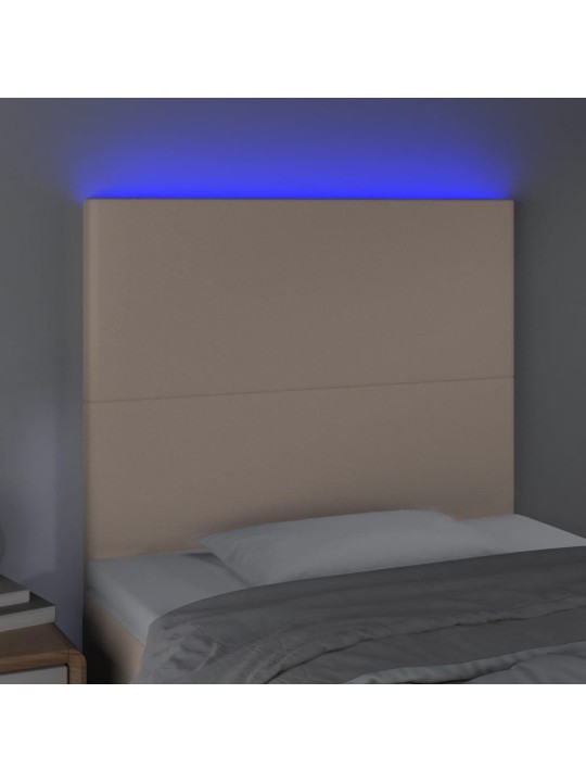 Čelo postele s LED cappuccino 100x5x118/128 cm umělá kůže