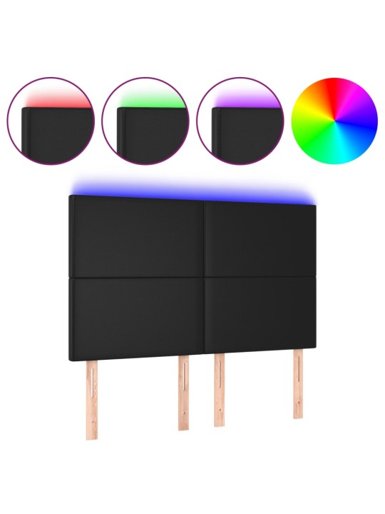 Čelo postele s LED černé 144x5x118/128 cm umělá kůže