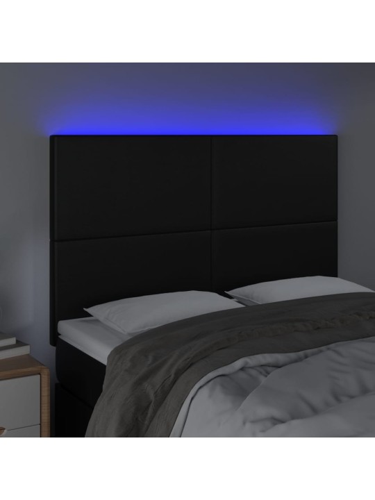 Čelo postele s LED černé 144x5x118/128 cm umělá kůže