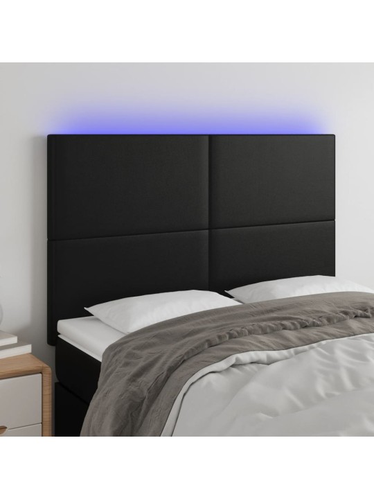 Čelo postele s LED černé 144x5x118/128 cm umělá kůže