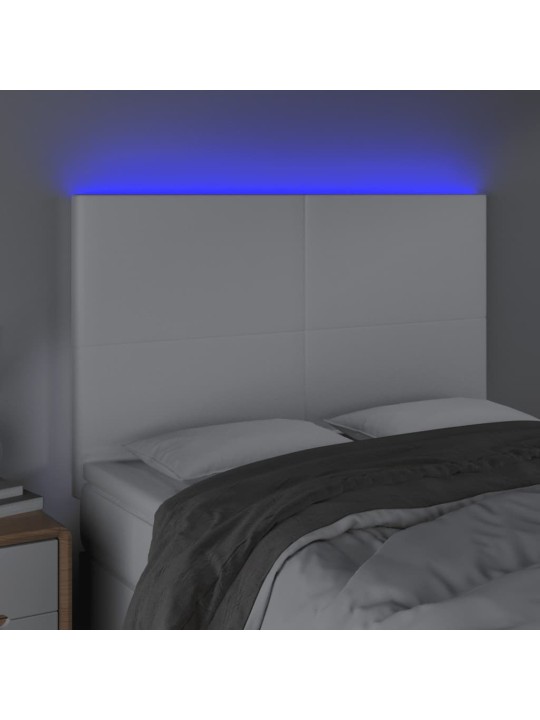 Čelo postele s LED bílé 144x5x118/128 cm umělá kůže