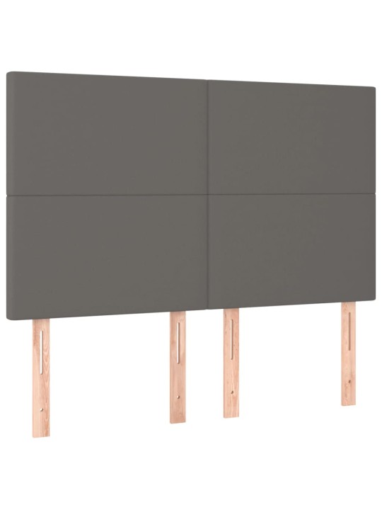 Čelo postele s LED šedé 144x5x118/128 cm umělá kůže