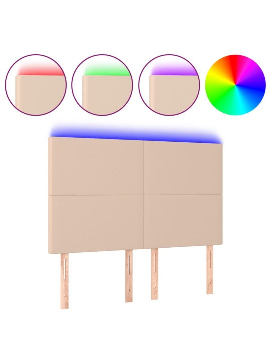 Čelo postele s led cappuccino 144x5x118/128 cm umělá kůže