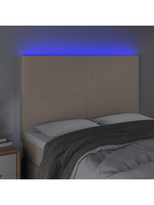 Čelo postele s led cappuccino 144x5x118/128 cm umělá kůže