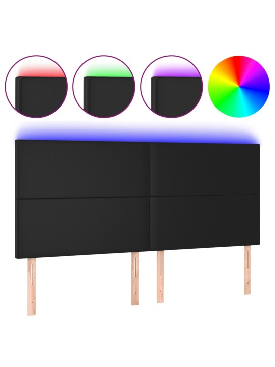 Čelo postele s LED černé 160x5x118/128 cm umělá kůže