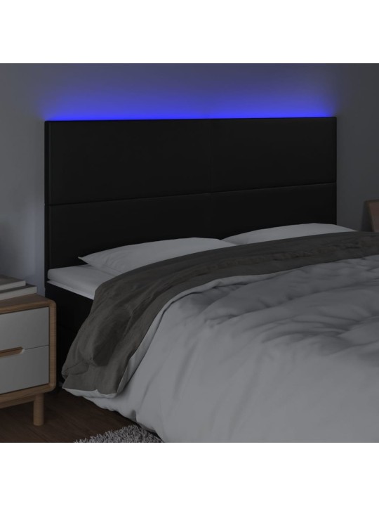 Čelo postele s LED černé 160x5x118/128 cm umělá kůže