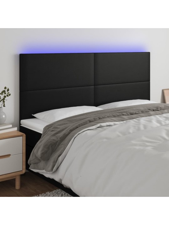 Čelo postele s LED černé 160x5x118/128 cm umělá kůže