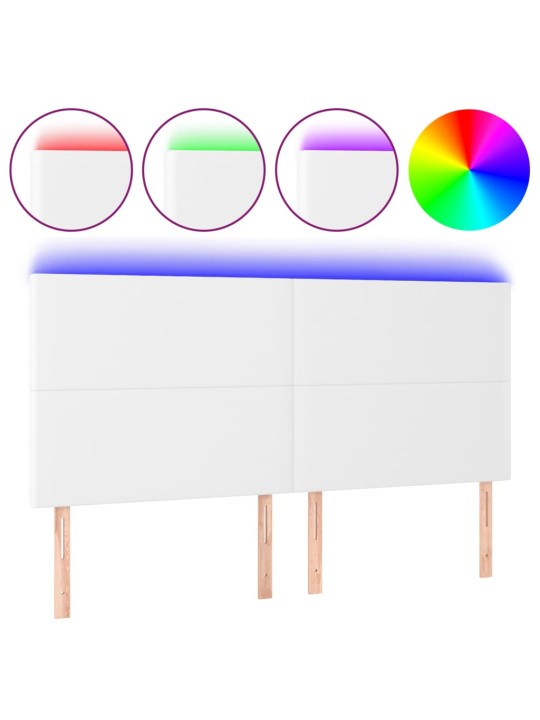 Čelo postele s LED bílé 160x5x118/128 cm umělá kůže