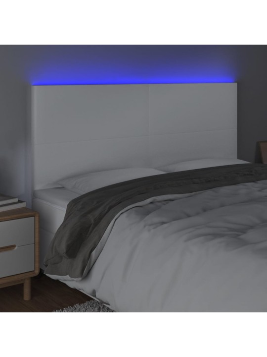Čelo postele s LED bílé 160x5x118/128 cm umělá kůže