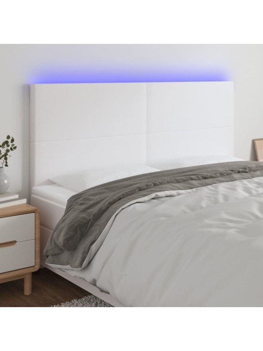 Čelo postele s LED bílé 160x5x118/128 cm umělá kůže