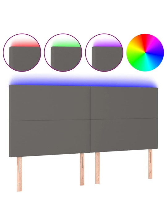 Čelo postele s LED šedé 160x5x118/128 cm umělá kůže