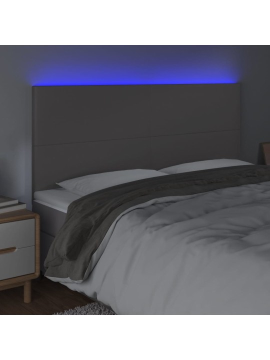 Čelo postele s LED šedé 160x5x118/128 cm umělá kůže
