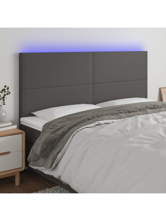 Čelo postele s LED šedé 160x5x118/128 cm umělá kůže