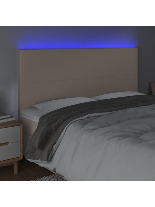 Čelo postele s led cappuccino 160x5x118/128 cm umělá kůže