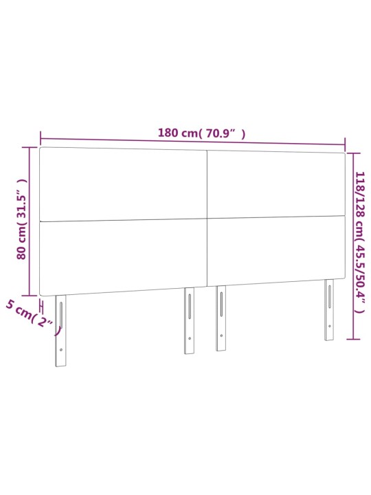 Čelo postele s LED bílé 180x5x118/128 cm umělá kůže