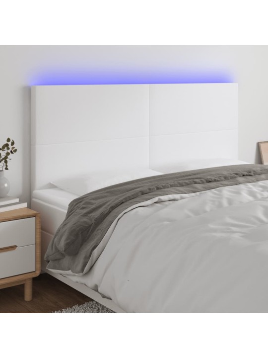 Čelo postele s LED bílé 180x5x118/128 cm umělá kůže