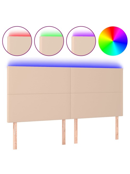 Čelo postele s led cappuccino 180x5x118/128 cm umělá kůže
