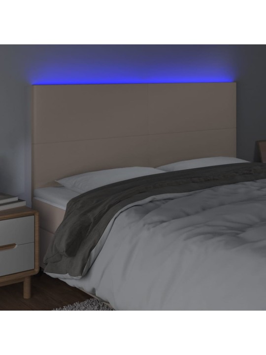 Čelo postele s led cappuccino 180x5x118/128 cm umělá kůže