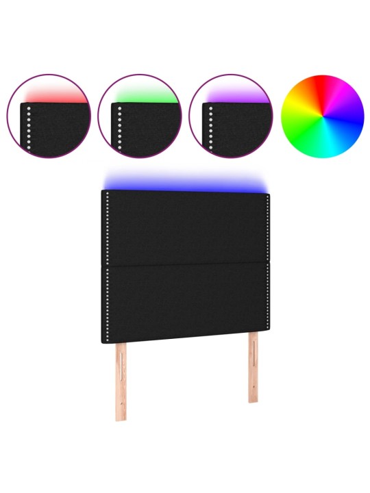 Čelo postele s LED černé 80x5x118/128 cm textil