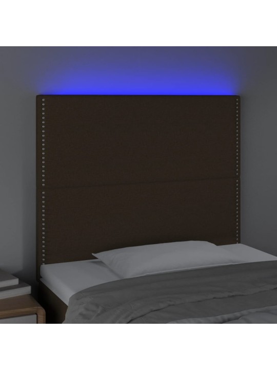 Čelo postele s LED tmavě hnědé 80x5x118/128 cm textil