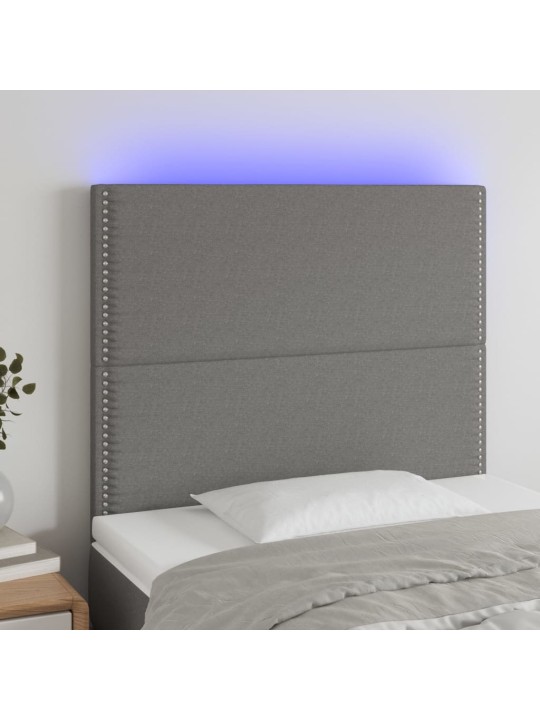 Čelo postele s LED tmavě šedé 90x5x118/128 cm textil