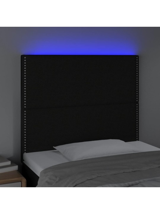 Čelo postele s LED černé 90x5x118/128 cm textil