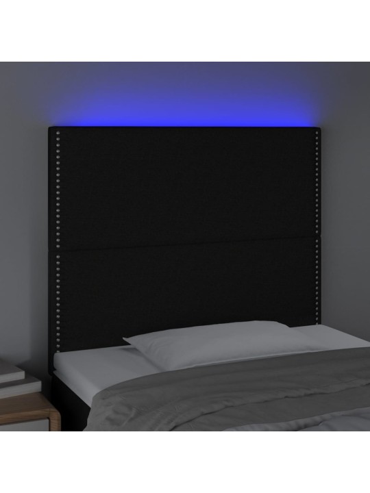 Čelo postele s LED černé 100x5x118/128 cm textil