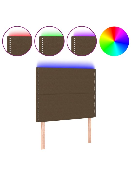 Čelo postele s LED tmavě hnědé 100x5x118/128 cm textil
