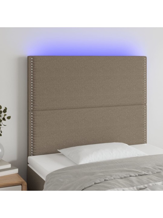 Čelo postele s LED taupe 100x5x118/128 cm textil