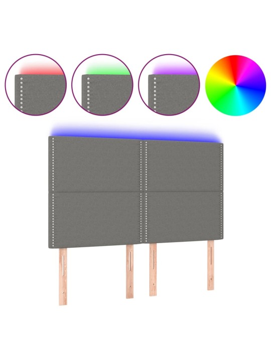 Čelo postele s LED tmavě šedé 144x5x118/128 cm textil