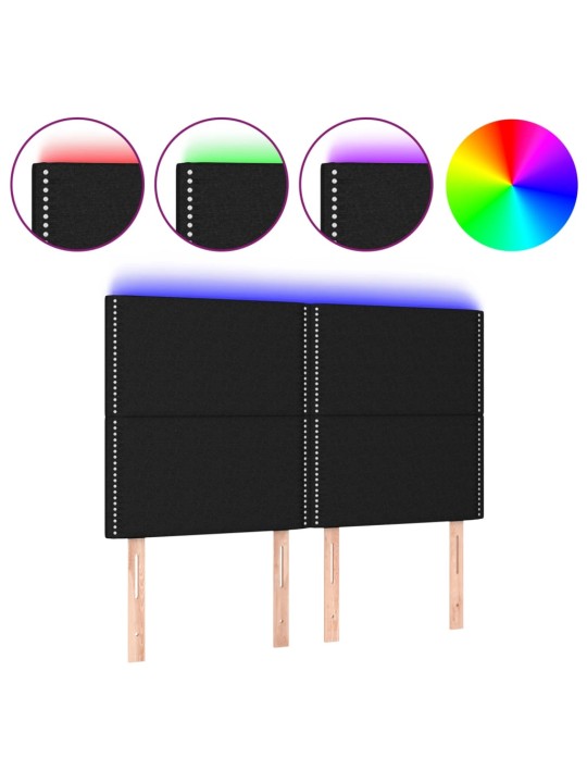 Čelo postele s LED černé 144x5x118/128 cm textil