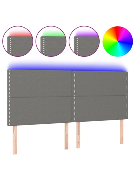 Čelo postele s LED tmavě šedé 160x5x118/128 cm textil