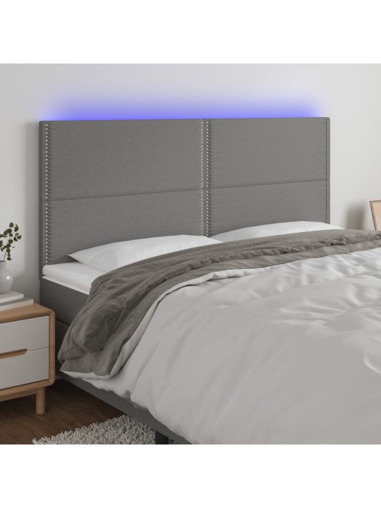 Čelo postele s LED tmavě šedé 160x5x118/128 cm textil
