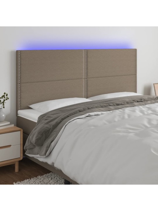 Čelo postele s LED taupe 160x5x118/128 cm textil