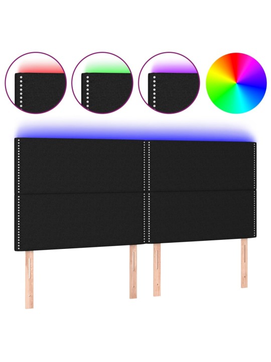 Čelo postele s LED černé 180x5x118/128 cm textil