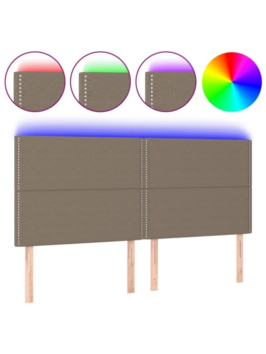 Čelo postele s LED taupe 180x5x118/128 cm textil