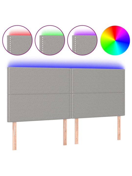 Čelo postele s LED světle šedé 200x5x118/128 cm textil