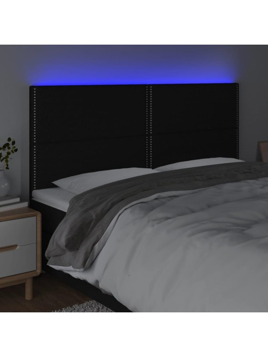 Čelo postele s LED černé 200x5x118/128 cm textil
