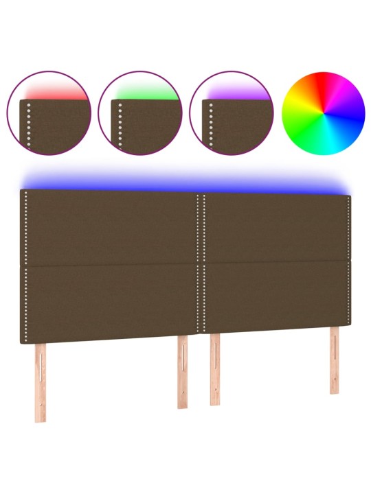 Čelo postele s led tmavě hnědá 200x5x118/128 cm textil