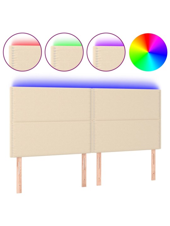 Čelo postele s LED krémová 200x5x118/128 cm textil
