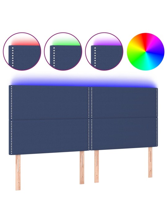 Čelo postele s led modrá 200x5x118/128 cm textil