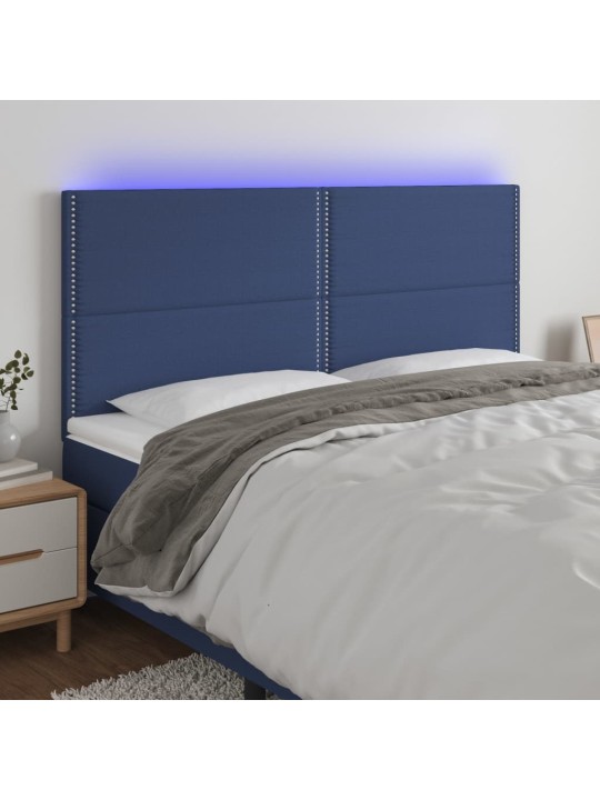 Čelo postele s led modrá 200x5x118/128 cm textil