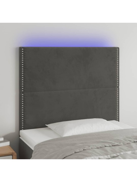 Čelo postele s LED tmavě šedé 80x5x118/128 cm samet