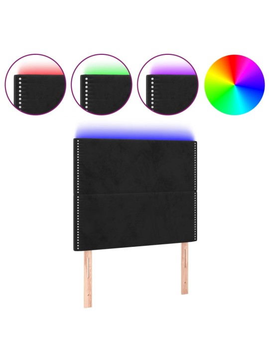 Čelo postele s LED černé 80x5x118/128 cm samet